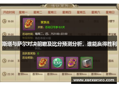 斯塔与萨尔对决前瞻及比分预测分析，谁能赢得胜利